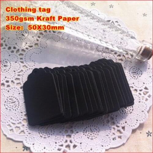 500PCS 50X30mm Black Kraft Paper Hang Tags,Bookmark Garment Price Labels,/ Clothing tag