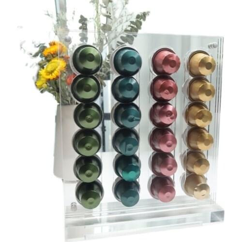 48 PCS Acrylic Coffee Pod Holder Rack Capsule Storage Stand for Nespresso Rack Holder Dispensing Tower Display