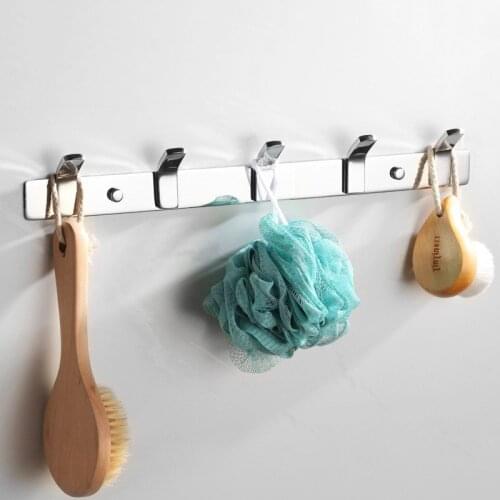 Bathroom Accessories Mirror Polished Stainless Steel Hooks Wall Mounted Square Hook 5 Hooks