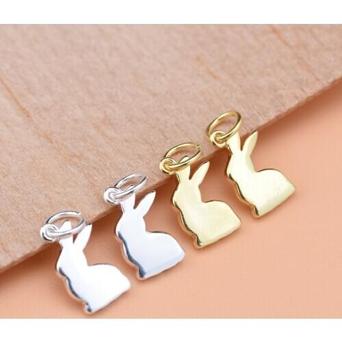 S925 sterling silver accessories, rabbit pendant, handmade DIY beaded bracelet accessories