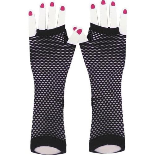 Punk Goth Neon Fishnet Fingerless Long Gloves Leg Arm Cuff Party Wear Fancy Dress For Womens Sexy Beautiful Disco Gloves #WS
