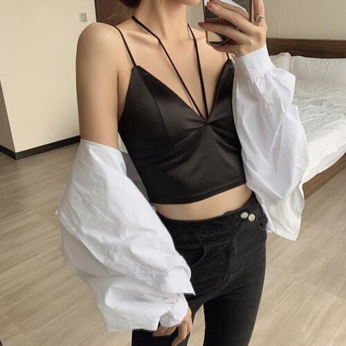 Summer bra halter vest hanging shirt backless tank tops sexy fashion sexy womens wrapped chest short strap underwear