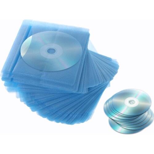 100Pcs CD DVD Double Sided Cover Storage Case PP Bag Sleeve Envelope Holder