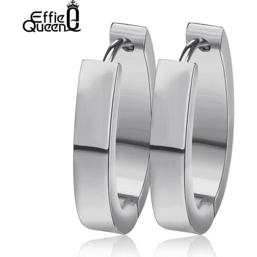 Effie Queen High Quality 316 L Stainless Steel Earrings for Women Perfect Polished Circle Stud Earring Trendy Men Jewelry IE17