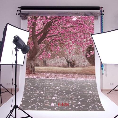 Photography Backdrops Rural Cherry Blossom Flowers Scene Valentines Day Children Toddlers Lover Portraits Photo Background