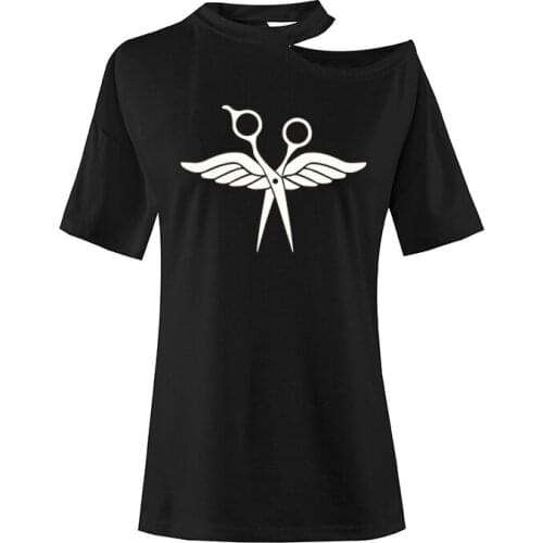 Hairdresser Salon Barber Hairstylist T Shirt Women Cotton Tee Top Scissors Camisetas Casual Short Sleeved Printed TShirt Clothes