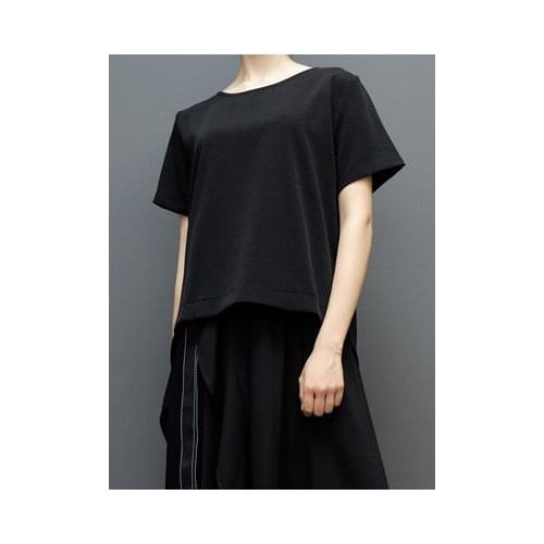 Large size, thin front short back simple personality t-shirt leisure pure color loose jacket with womens T