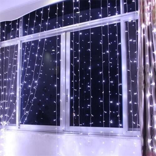 Thrisdar 10X1M 10X2M 10X4M 10X5M Curtain Window LED String Light Garland Outdoor Christmas Wedding Party Event Wall Icicle Light