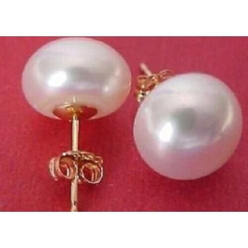 Perfect AAA+++ 10-11mm natural south sea white pearl earrings