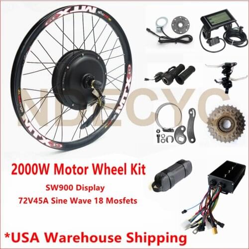 135mm dropout 70km/h 72v 2000W Rear wheel Motor Electric Bike Kit Electric Bicycle Conversion Kit SW900 Display 45A Controller