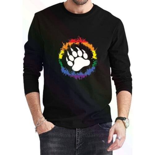 La Maxpa printed Casual gay bear paw with gay pride flag Logo 2021 Newest Summer Mens Long Sleeve Popular Tees Shirt Tops Novel