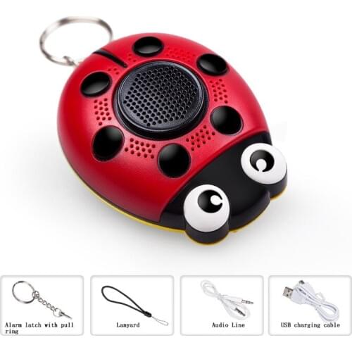 Beetle Personal Keychain Alarm 130dB Horn Siren LED Flashing Women Self-defense Pocket Alarm Emergency Call Device with Lamp