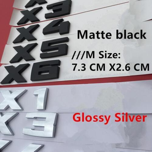 Matte black Chrome Silver Letter Emblem Car Trunk Badge Sticker For BMW X1M X2M X3M X4M X5M X6M F10 F20 F30 E36 E39 E60 E87 E90
