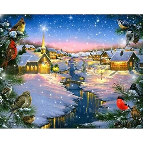 Christmas Deer Cross Stitch Embroidery Kit Needlework Craft Set Cotton Thread Canvas Printed Christmas Gift Home Decor Hot Sell