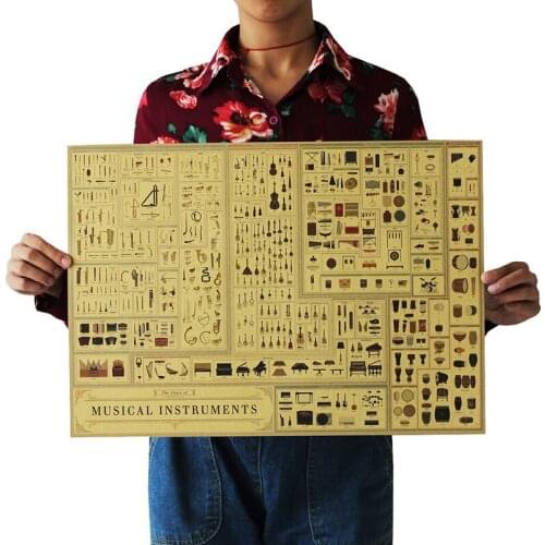 New Musical instruments, antique kraft paper posters, bars, cafes, decorative wall paintings, classic movie posters and stickers