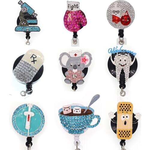 Wholesale Doctor/nurse Rhinestone Retractable Id Badge Holder Reel