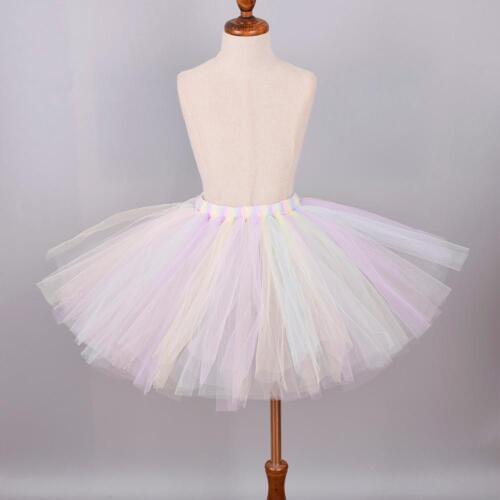 Girls Pastel Rainbow Fluffy Tutu Skirt Baby Birthday Party Tulle Skirt Kids Dance Ballet Tutus Toddler Halloween Costume 0-12Y