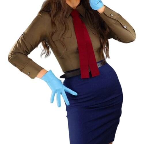 Real Leather Gloves Female 25cm Short Style Pure Imported Goatskin Light Blue Thin Velvet Lined Women Sheepskin Gloves WZP53