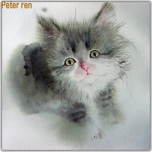 Peter ren DIY Diamond painting cross stitch Paintings on the wall animal full mosaic Rhinestone Beaded embroidery"Persian cat"