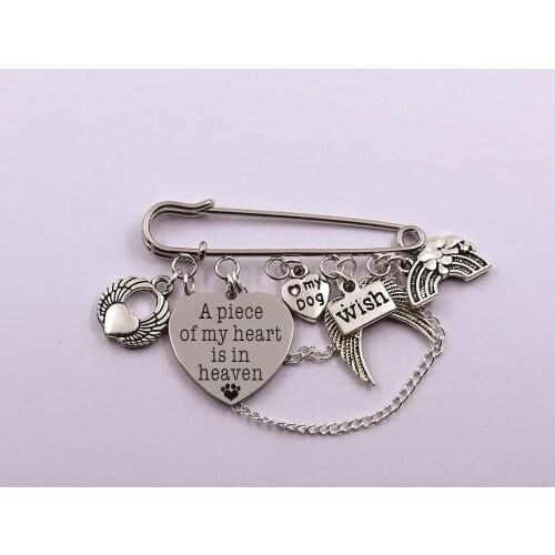 Paw print with angel wings ranibow bridge dog angel pet loss pet owner memory brooch gift for dog lover