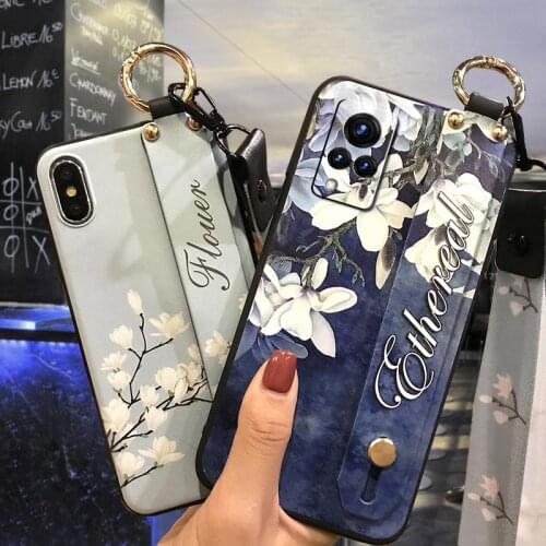 Kickstand Wristband Phone Case For VIVO V21 Anti-dust Dirt-resistant Wrist Strap Soft Silicone