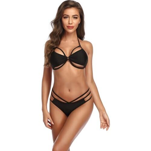 Sexy Bandeau Push Up Bikinis Women Swimwear String Bandage Bikinis Brazilian Swimsuit Beach Wear Hollow Out Bathing Suit Women