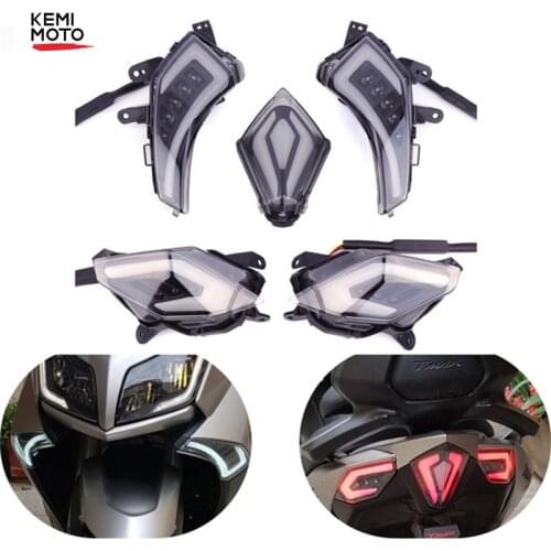 KEMiMOTO Led Light For YAMAHA Tmax 530 TMAX530 T MAX 2012-2015 2016 Front Turn Signal Light Rear Tail Brake Lamp LED Taillight