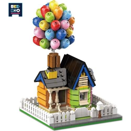 UKBOO 555PCS City Happiness Flying Travel Balloon House Balance Frame Model Building Blocks Suspended Bricks Toys For Children