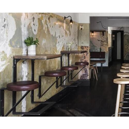 American craft style, wrought iron wood, bar table and chair stool