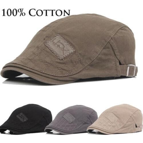 Vintage Men Caps Hat Solid Cotton Visors Cap Golf Driving Summer Sun Flat Newsboy Caps