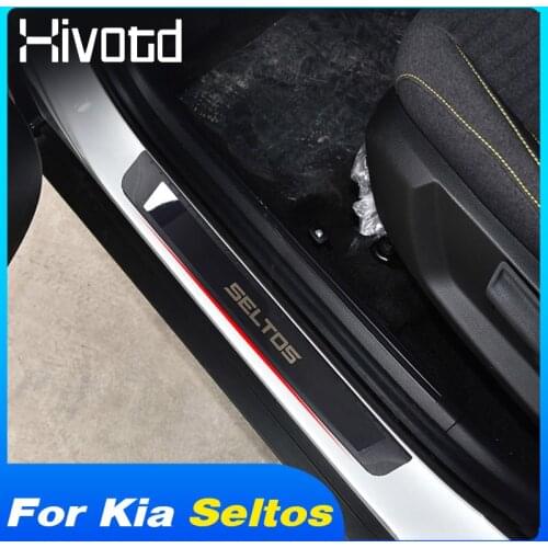 Interior Parts For Kia Seltos KX3 2020 2021 Accessories Door Sill Scuff Plate Protector Plastic Threshold Guard Trim Car Styling