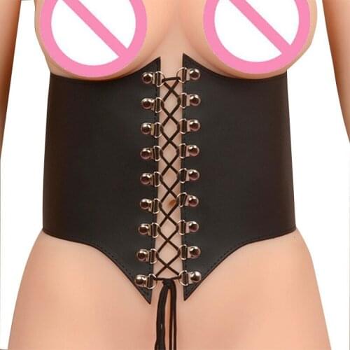 High Quality PU Leather Underbust Corset Punk Adjustable Lacing Bustier Sexy Women Lingerie Slim Waist Costume Bondage Underwear