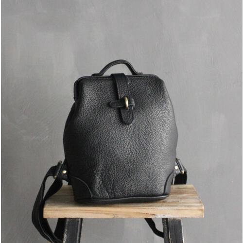 WOONAM Genuine Natural Calf Leather Backpack Fully Handmade Medium Bag WB259