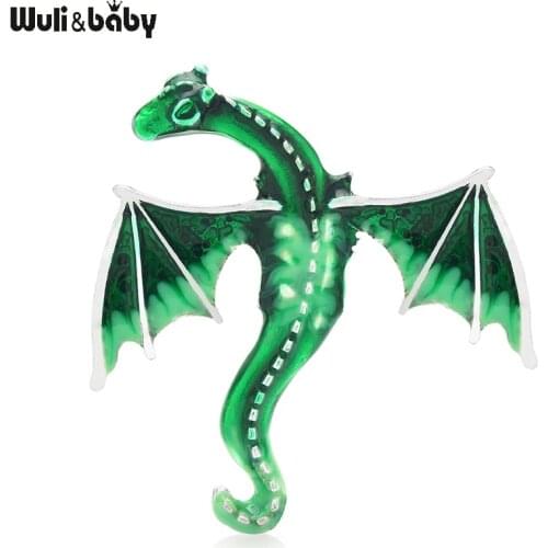Wuli&baby Enamel Dragon Brooches Women Unisex 5-color TV Play Dragon Animal Brooch Pins Gifts