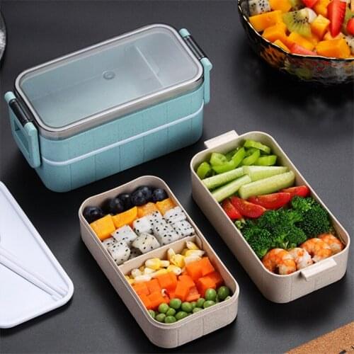 Japanese Portable Microwave Bento Box Simple Wheat Straw Food Container Creative Lunch Box Leak-proof Lunchbox For Kids School
