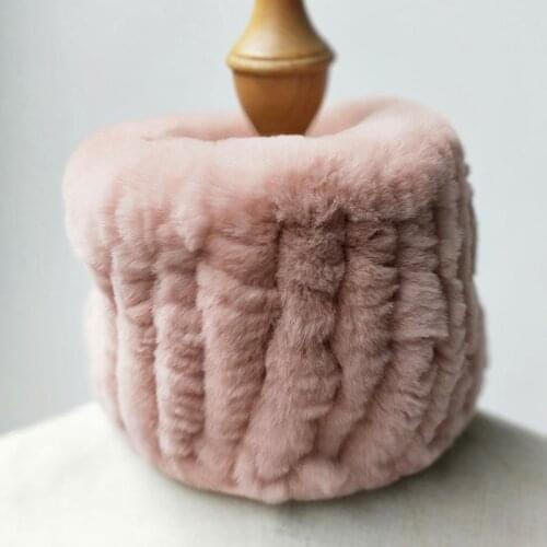 2019 Warm Female Knitted Real Rex Rabbit Fur Scarf Fashion Soft Natural Fur Scarves Women Thick High-Quality Neck Warmer Ladies