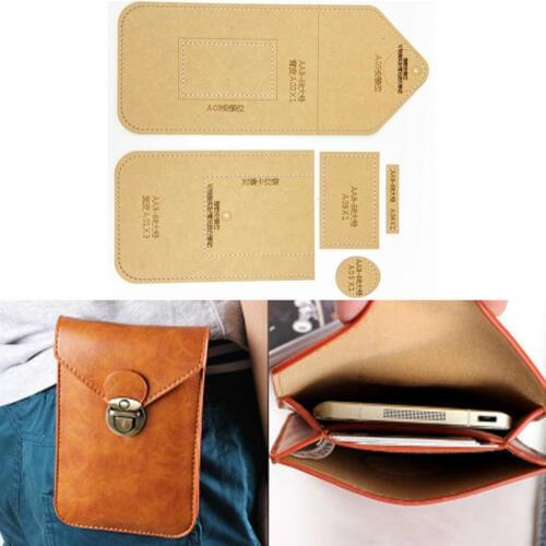1set DIY Leather Handmade Craft women handbag Mobile phone bag Sewing Pattern Hard Kraft paper Stencil Template 115x175x15mm