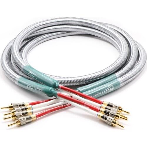 1 pair HiFi Speaker Audio Cable Gold Plated Banana Plug Cable Audiophile OFC silver Hi-End Amplifier Speaker Wire Cables