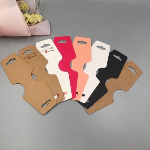 100pcs Paper Colorful Necklace Cards,12*4.5cm Handmade With Love Kraft Paper Necklace Packaging Cards,Fashion Jewelry Cards