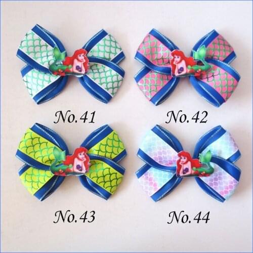 20 BLESSING Girl 4.5" Two Tone Angel Hair Bow Clip Mermaid Princess Baby Rainbow