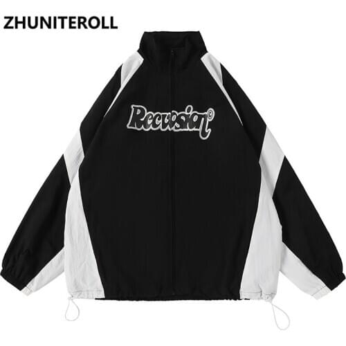 2021 Harajuku Patchwork Jacket Men Bomber Fashion Casual Baseball Coats Hip Hop Streetwear High Street Tops College Clothing