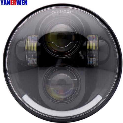 5.75" 5 3/4 Inch Motorcycle Headlight 40W LED Round H4 Projector Moto Head Lamp For motor Sportster Touring - Super Glide Dyna