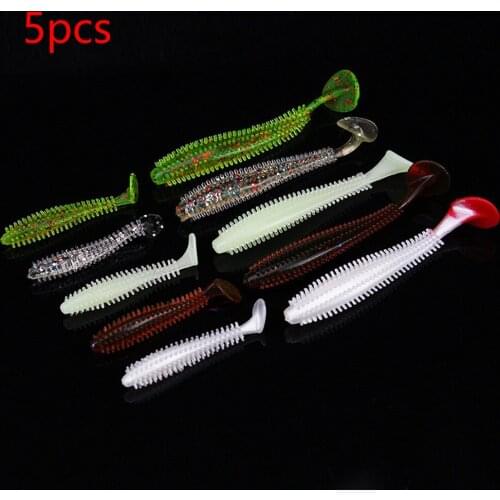 5pcs Softbait Fishing Lures Worm Sea Cucumber 6cm 9cm T-Tail Artificial Bait Luminous Goods Tackle Simulation YE0035