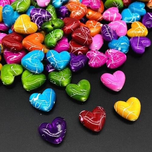 15x17mm Mixing Color Love Heart Shape Acrylic Beads Loose Spacer Beads for Jewelry Making Pendant Earrings Bracelet DIY