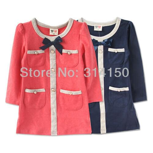 FREE SHIPPING----Children Clothing Spring/Autumn Wear Clothes For Girl Bowknot Long Sleeves Warm Coat Kid Jackets Outwear 1pcs