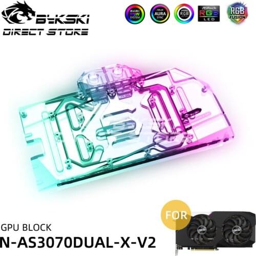 Bykski ARGB GPU Block Water Block For ASUS DUAL RTX 3070 8G Video Cards Block Cooler PC Watercooling VGA block N-AS3070DUAL-X-V2