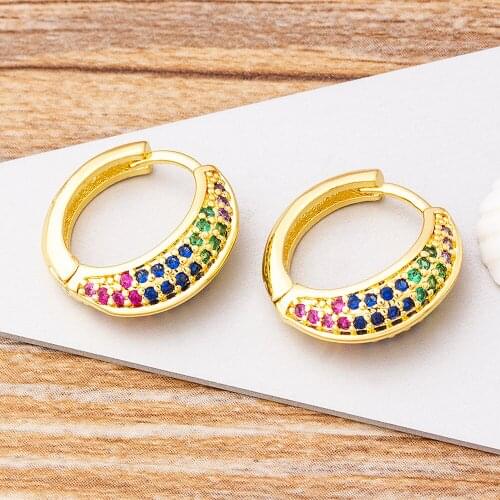 Bohemian Copper Cubic Zirconia Round Circle Earrings Charm Small Hoop Earrings For Women Party Engagement Cute Jewelry Gifts