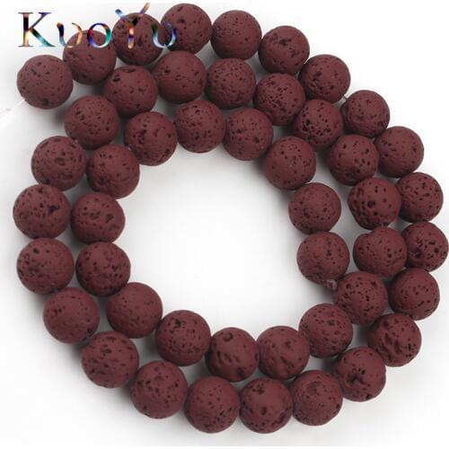 Dark Red Lava Volcanic Rock Hematite Stone Rubber Beads Round Loose Bead For Jewelry Making Diy Wowen Charm Bracelet 4/6/8/10MM