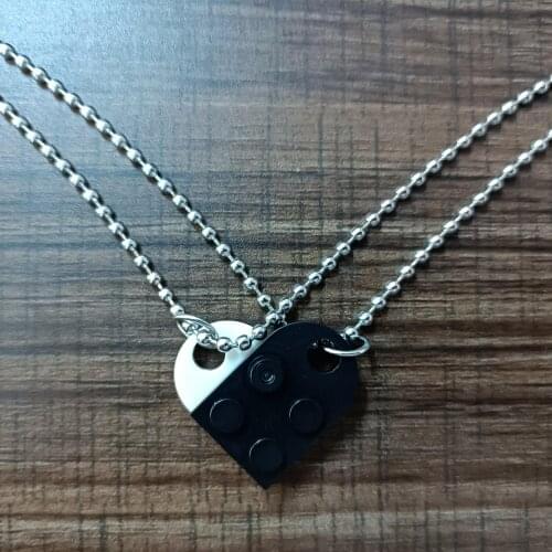 Yin Yang Beads Chain Romantic Brick Heart Necklace Colorful Jewelry Creative Block Bricks Kits Valentine Day Gift Choker couple