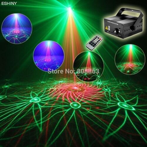 ESHINY Mini Blue Led R&G Laser 24 Pattern Projector DJ Equipment Club Disco Bar Xmas Light Dance Party Stage Lights show N75B178